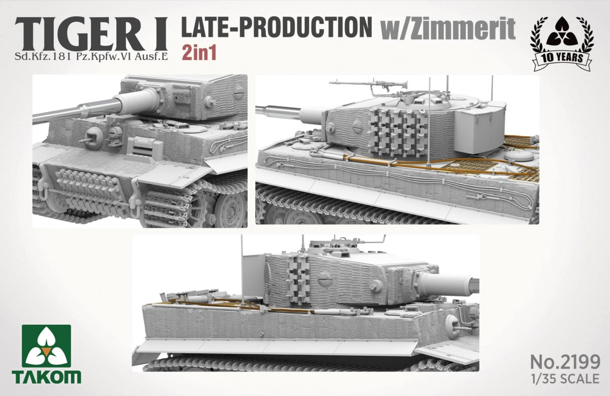 Takom 2199 Tiger I Late Production w/zimmerit Sd.Kfz. 181 Pz.Kpfw. VI Ausf. E (Late/Late Command) 1/35 – image 4