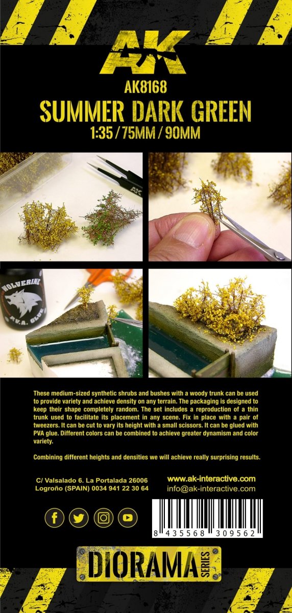 AK Interactive AK8168 SUMMER DARK GREEN SHRUBBERIES 75MM / 90MM 1/35 – zdjęcie 3