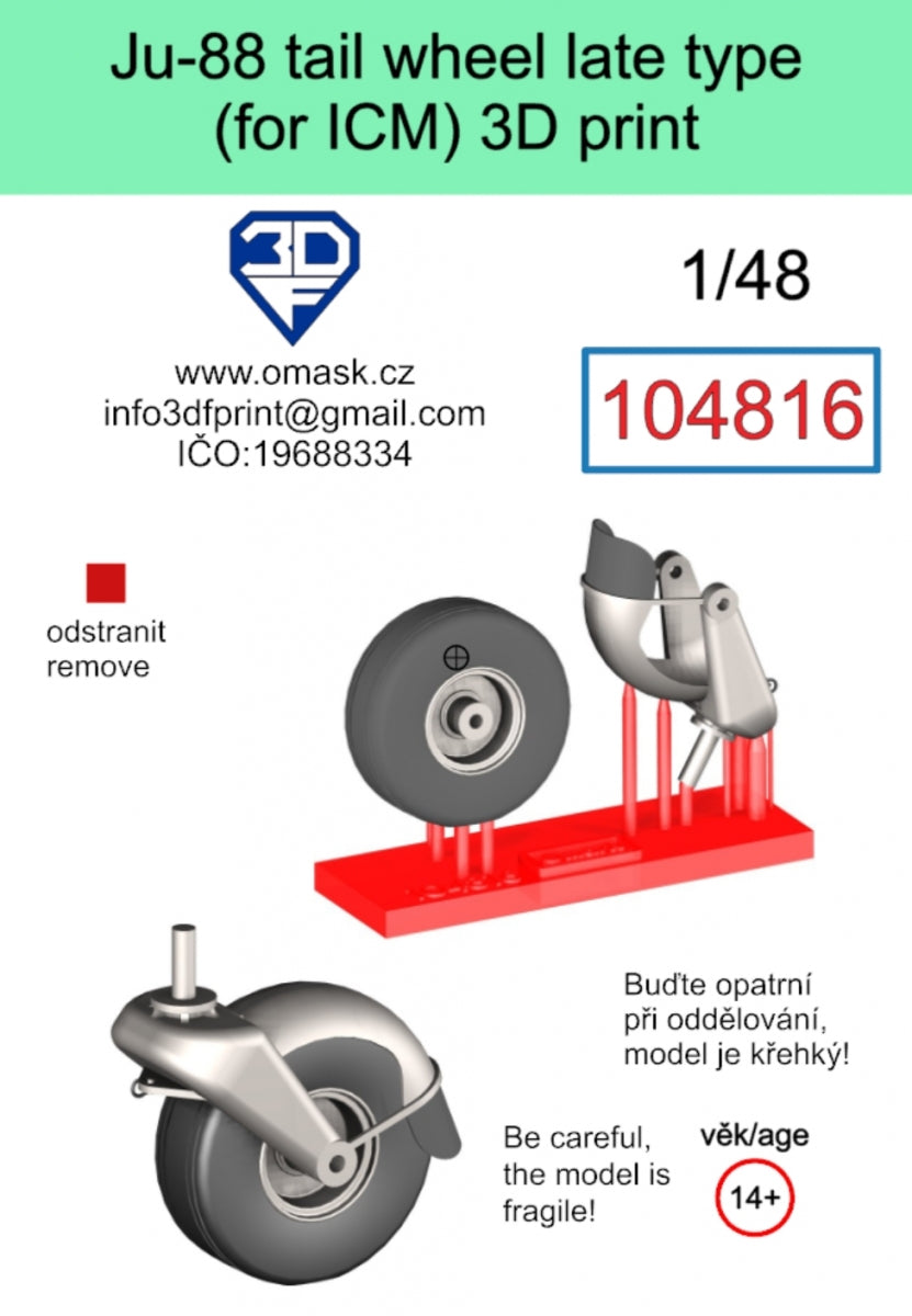 Omask 104816 Ju-88 tail wheel late type 3D print (for ICM) 1/48 – zdjęcie 2