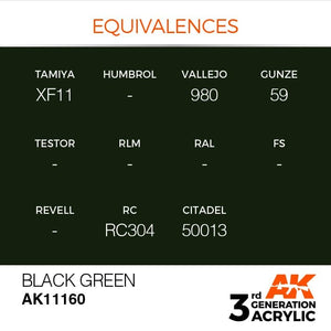 AK Interactive AK11160 BLACK GREEN – STANDARD 17ml – immagine 2