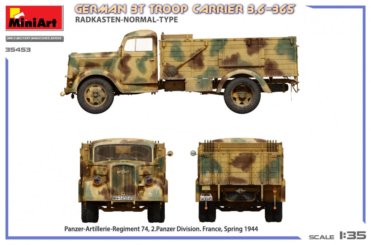 Miniart 35453 German 3t Troop Carrier 3.6-36S Radkasten-Normal-Type 1/35 – zdjęcie 7