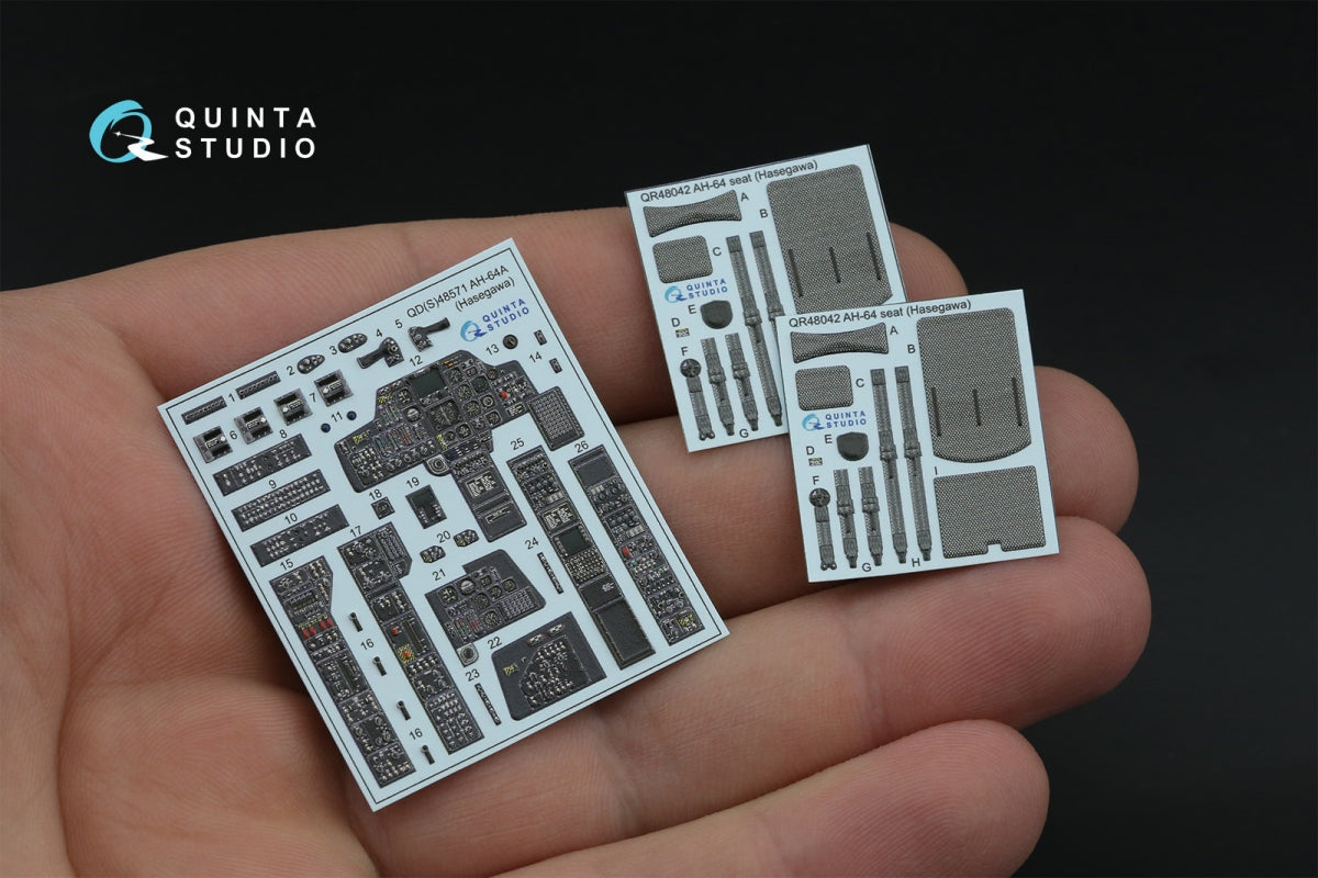 Quinta Studio QD48571 AH-64A 3D-Printed &amp;amp; colored Interior on decal paper (Hasegawa) 1/48 – image 3