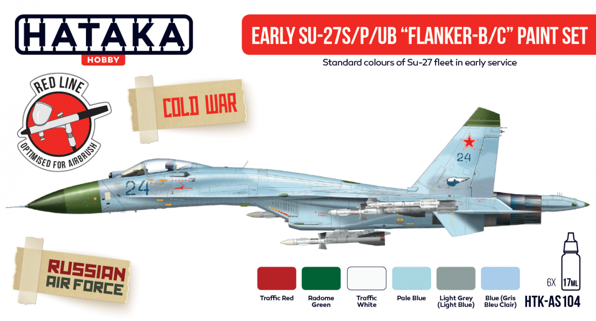 Hataka Hobby HTK-AS104 Early Su-27S/P/UB &amp;quot;Flanker-B/C&amp;quot; paint set (6x17ml)
