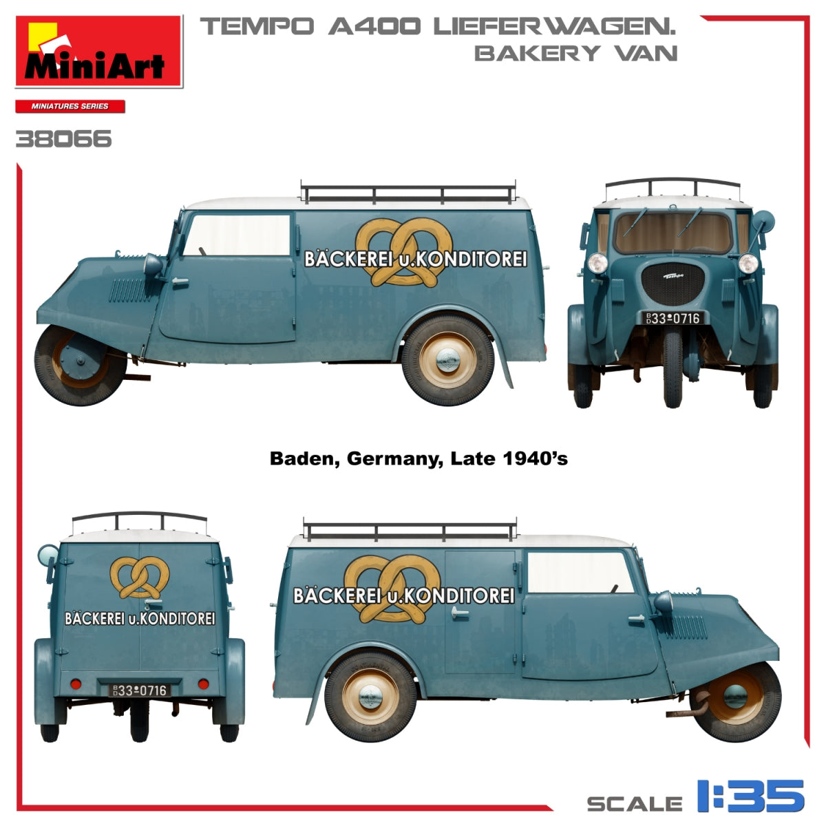 MiniArt 38066 TEMPO A400 LIEFERWAGEN. BAKERY VAN 1/35 – zdjęcie 7