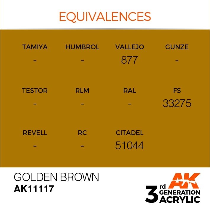 AK Interactive AK11117 GOLDEN BROWN – STANDARD 17ml – zdjęcie 3