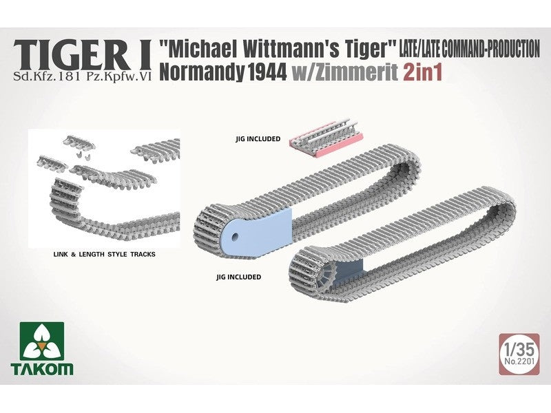 Takom 2201 Tiger I Late Production w/zimmerit Normandy 1944 Sd.Kfz. 181 Pz.Kpfw. VI Ausf. E &amp;quot;Michael Wittmann&amp;#39;s Tiger&amp;quot;(Late/Late Command) 1/35 – image 7
