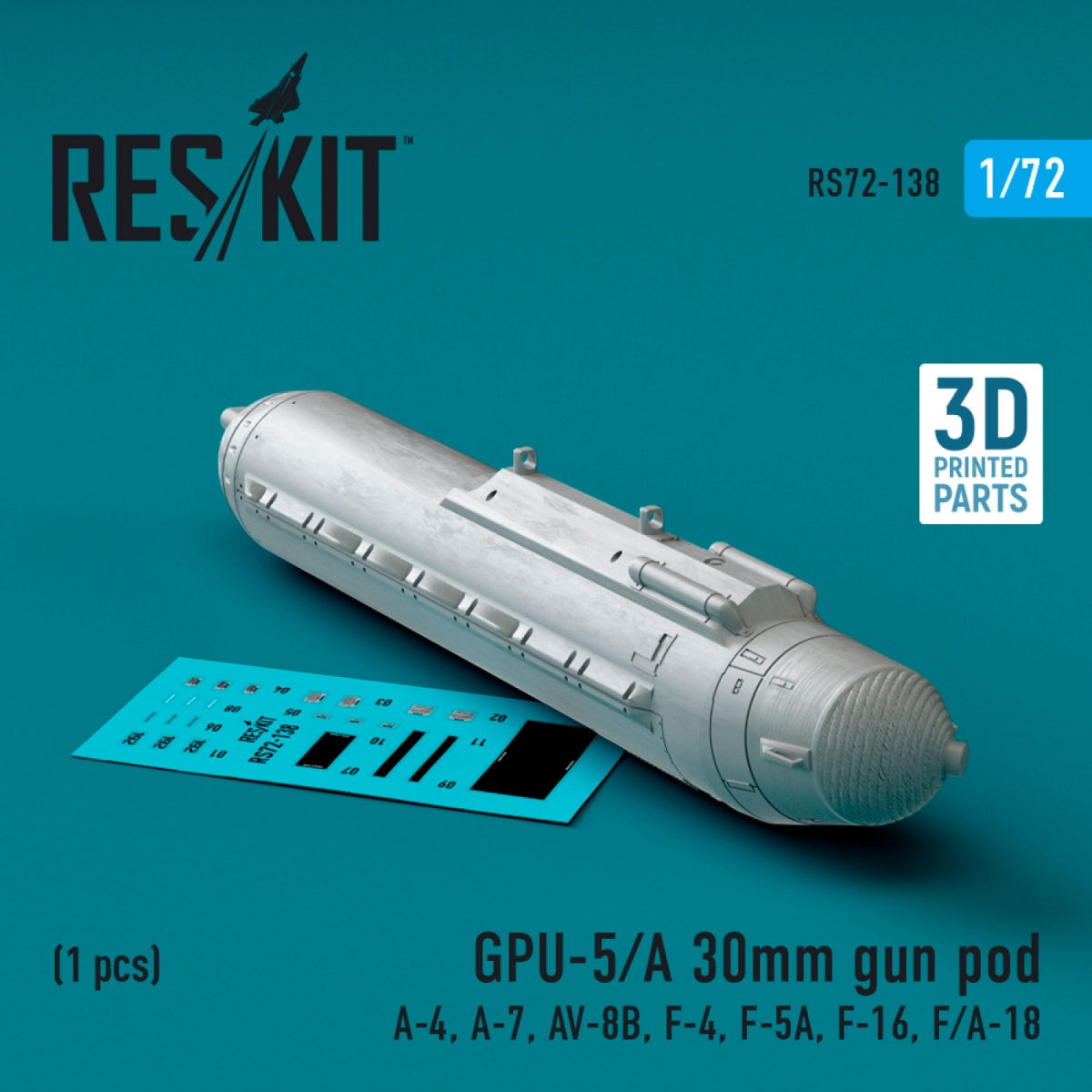 RESKIT RS72-0138 GPU-5/A 30mm gun pod (1 pcs) (3D Printed) 1/72 – zdjęcie 2