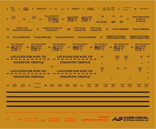 HobbyDecal ST32005V1 Spitfire Stencils ver 1 1/32