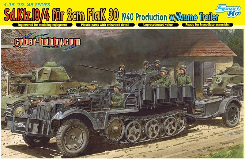 Dragon 6711 Sd.Kfz.10/4 fur 2cm FlaK 30, 1940 Production w/Ammo Trailer 1/35