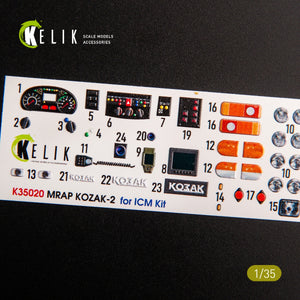 KELIK K35020 KOZAK-2 UKRAINIAN MRAP 3D DECALS FOR ICM KIT 1/35 – zdjęcie 2