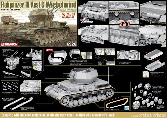 Dragon 6926 Flakpanzer IV Ausf.G &amp;quot;Wirbelwind&amp;quot; Early Production (2 in 1) 1/35 – zdjęcie 2