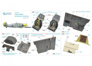 Quinta Studio QD48240 Bf 109E-3/4 3D-Printed &amp;amp; colored Interior on decal paper (Wingsy kits) 1/48 – image 2