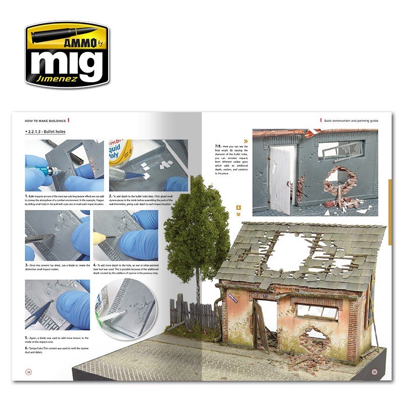 AMMO of Mig Jimenez 6135 HOW TO MAKE BUILDINGS. BASIC CONSTRUCTION AND PAINTING GUIDE (English) – zdjęcie 7