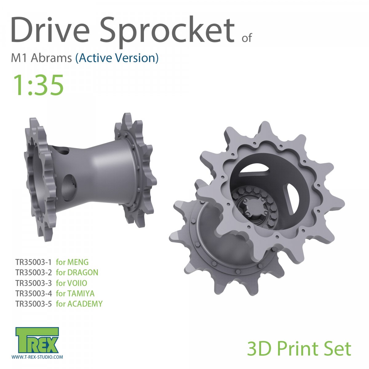 T-Rex Studio TR35003-1 M1 Abrams Sprocket Set A (Active Version)for MENG 1/35 – image 2