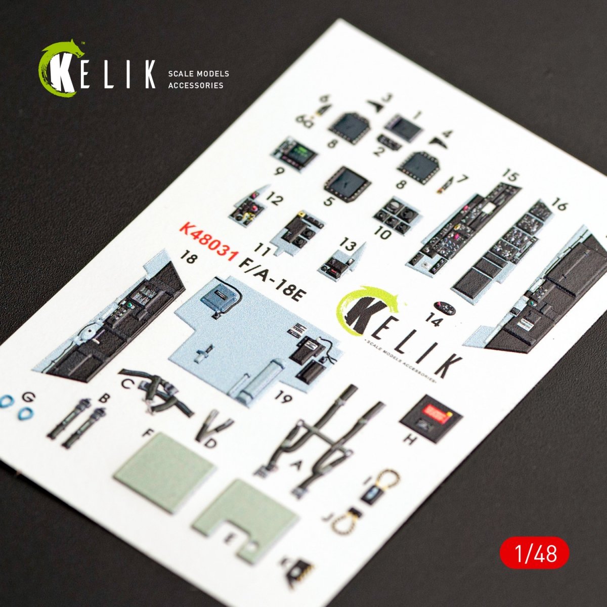KELIK K48031 F/A-18E "SUPER HORNET" INTERIOR 3D DECALS FOR MENG KIT 1/48