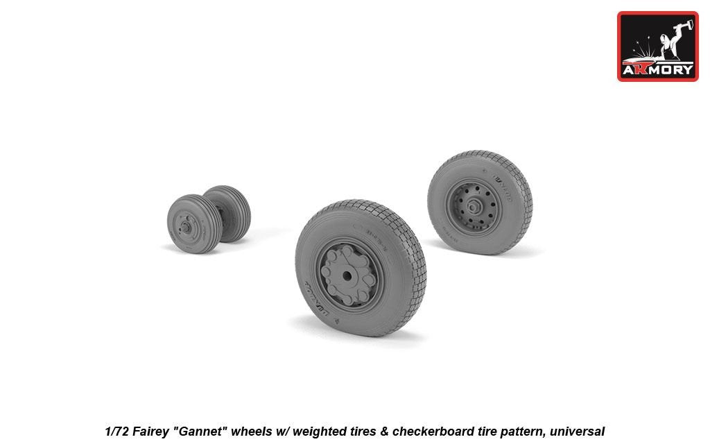 Armory Models AW72413 Fairey Gannet late type wheels w/ weighted tires of checkerboard tire pattern 1/72 – image 3