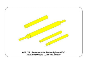 Aber A48114 Armament for Soviet fighter MIG-3 2x7,62ShKAS; 1x12,7mm UBS; pitot tube 1/48 – zdjęcie 10