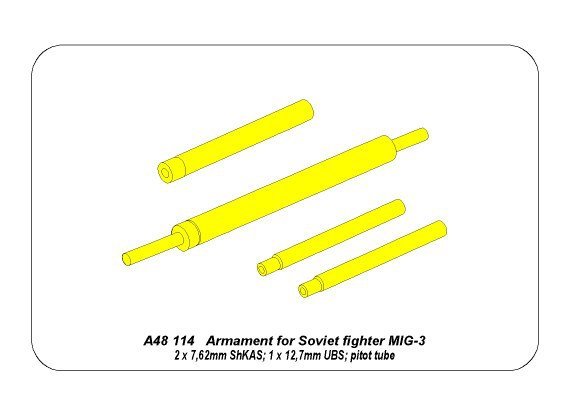 Aber A48114 Armament for Soviet fighter MIG-3 2x7,62ShKAS; 1x12,7mm UBS; pitot tube 1/48 – zdjęcie 10