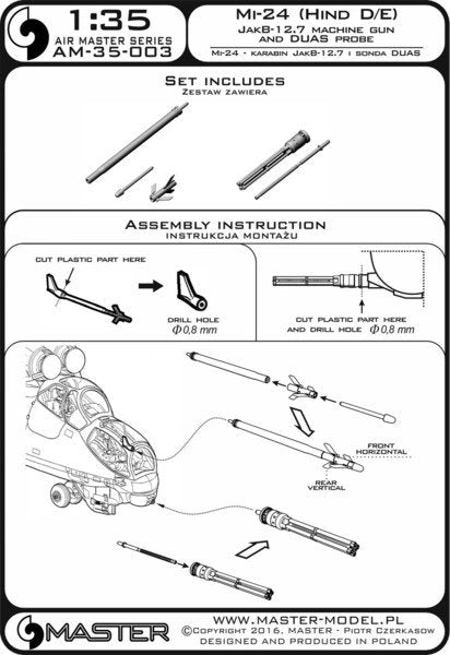 Master AM-35-003 Mi-24 (Hind D/E) - JakB-12.7 machine gun barrel and DUAS probe (metal and resin parts) 1/35 – zdjęcie 14