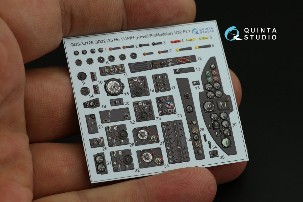 Quinta Studio QD32125 He 111 P/H 3D-Printed &amp;amp; coloured Interior on decal paper (Revell/ProModeler) 1/32 – zdjęcie 12