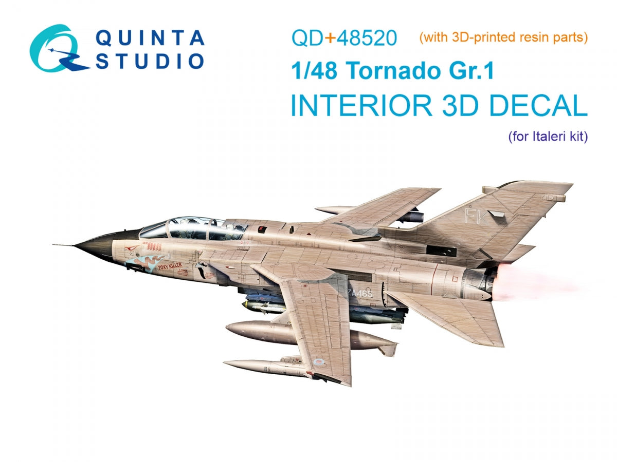 Quinta Studio QD+48520 Tornado Gr.1 3D-Printed &amp;amp; colored Interior on decal paper (Italeri) (with 3D-printed resin parts) 1/48
