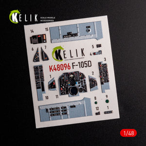 KELIK K48096 F-105D Thunderchief - interior 3D decals for HobbyBoss kit 1/48 – zdjęcie 2