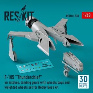 RESKIT RSU48-0338 F-105 Thunderchief air intakes, landing gears with wheels bays and weighted wheels set for Hobby Boss kit (3D Printed) 1/48 – zdjęcie 2