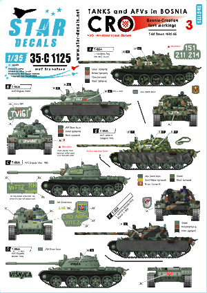 Star Decals 35-C1125 HVO - Hrvatsko Vijece Obrane (Croat). T-55 and T-55A 1992-95 1/35