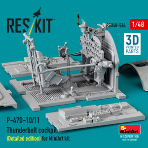 RESKIT RSU48-0564 P-47D-10/11 Thunderbolt cockpit (Detailed edition) for MiniArt kit (3D Printed) 1/48