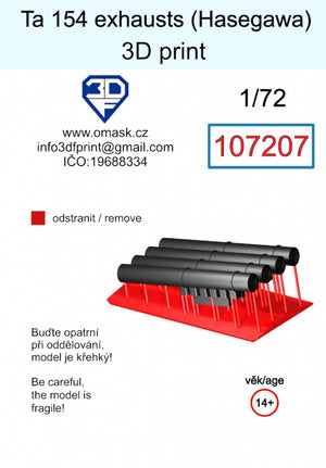 Omask 107207 Ta 154 exhausts (Hasegawa) 3D print 1/72 – zdjęcie 2