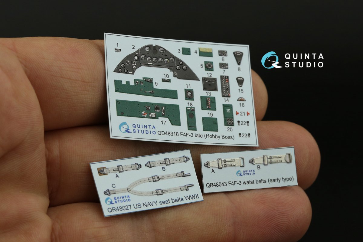 Quinta Studio QD48318 F4F-3 late 3D-Printed &amp;amp; colored Interior on decal paper (Hobby Boss) 1/48 – image 2
