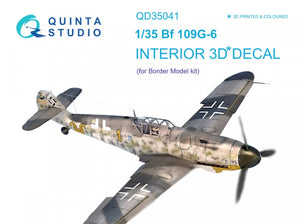 Quinta Studio QD35041 Bf 109G-6 3D-Printed &amp;amp; colored Interior on decal paper (for Border Model kit) 1/35