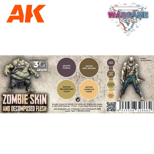 AK Interactive AK1076 WARGAME COLOR SET. ZOMBIE SKIN. 4x17 ml – zdjęcie 2