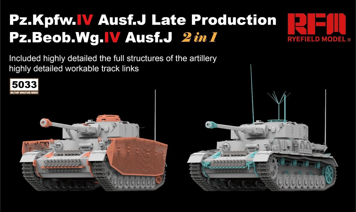 Rye Field Model 5033 Pz.Kpfw.IV Ausf.J Late Production/ Pz.Beob.Wg.IV Ausf.J 2 in 1 1/35 – zdjęcie 2