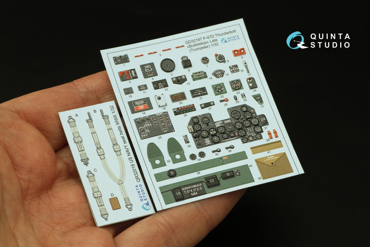Quinta Studio QD32187 P-47D Thunderbolt Bubbletop (Late) 3D-Printed coloured Interior on decal paper (Trumpeter) 1/32 – zdjęcie 3