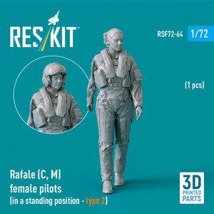 RESKIT RSF72-0064 Rafale (C, M) female pilot (in a standing position - type 2) (1 pcs) (3D Printed) 1/72