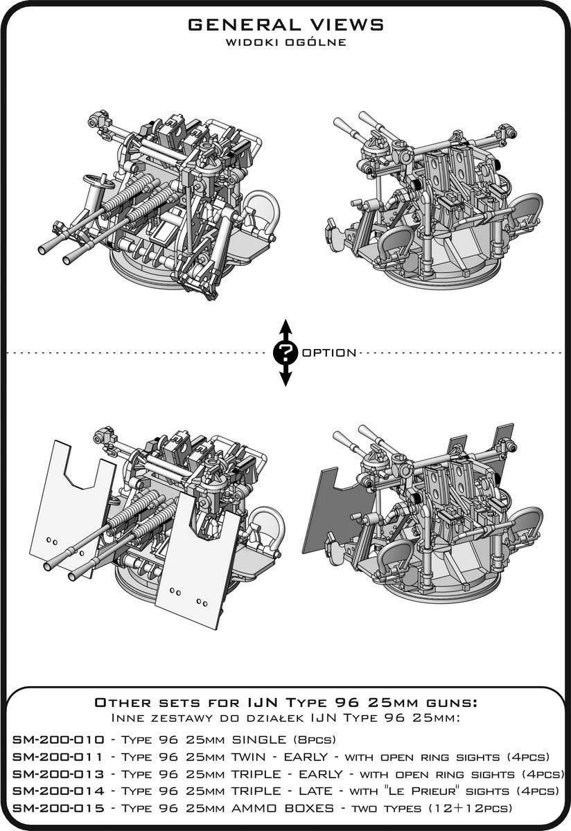 Master SM-200-012 IJN Type 96 25mm - PODWÓJNA podstawa - późna z celownikiem mechanicznym &amp;quot;Le Prieur&amp;quot; (4 szt.) 1/200 – zdjęcie 6