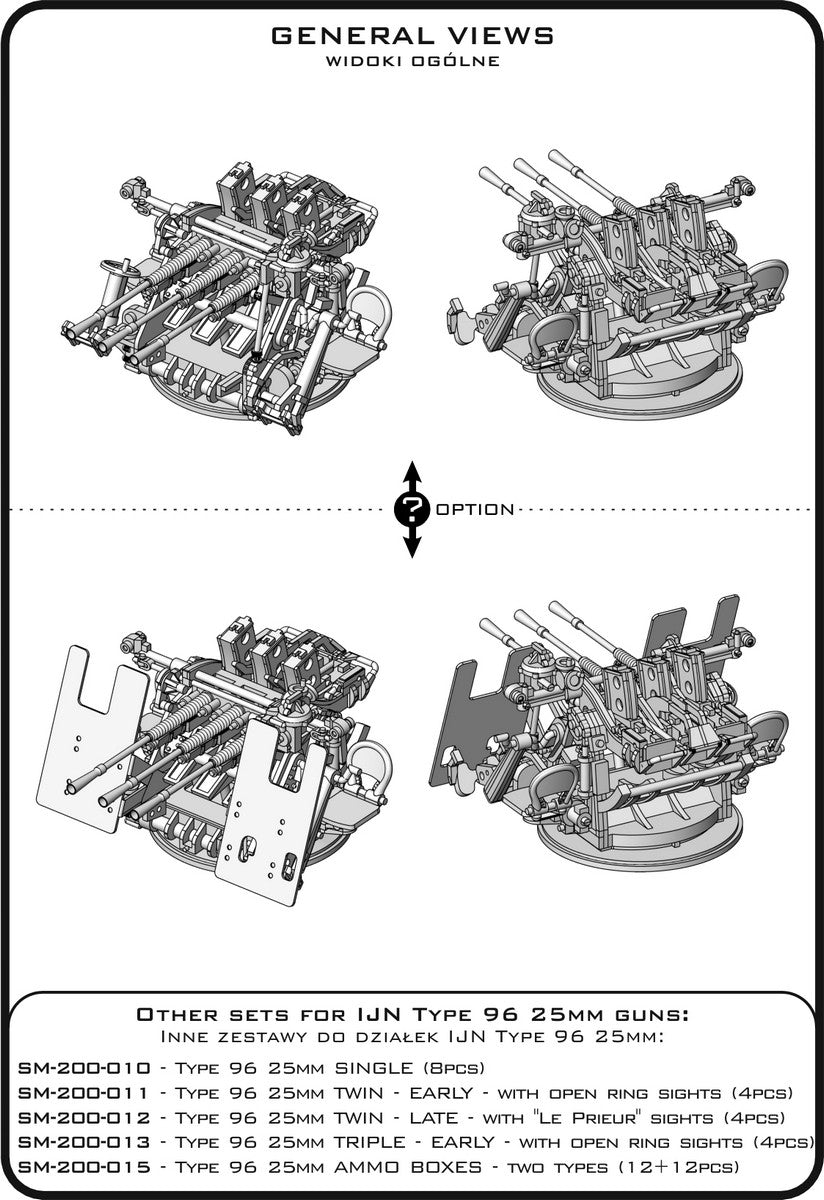 Master SM-200-014 IJN Type 96 25mm - POTRÓJNA podstawa - późna z celownikiem mechanicznym &amp;quot;Le Prieur&amp;quot; (4 szt.) 1/200 – imagen 6