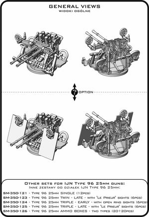 Master SM-350-122 IJN Type 96 25mm - PODWÓJNA podstawa - wczesna z celownikiem pierścieniowym (6 szt.) 1/350 – zdjęcie 6