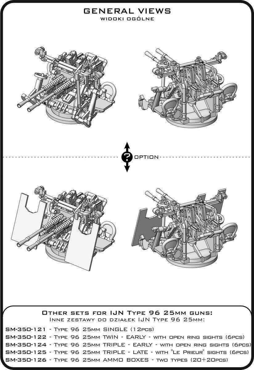 Master SM-350-123 IJN Type 96 25mm - PODWÓJNA podstawa - późna z celownikiem mechanicznym &amp;quot;Le Prieur&amp;quot; (6 szt.) 1/350 – Bild 6