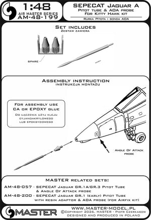 Master AM-48-199 SEPECAT Jaguar A -  Rurka Pitota z żywicznym mocowaniem oraz sonda AOA (do modelu Kitty Hawk) 1/48 – image 6