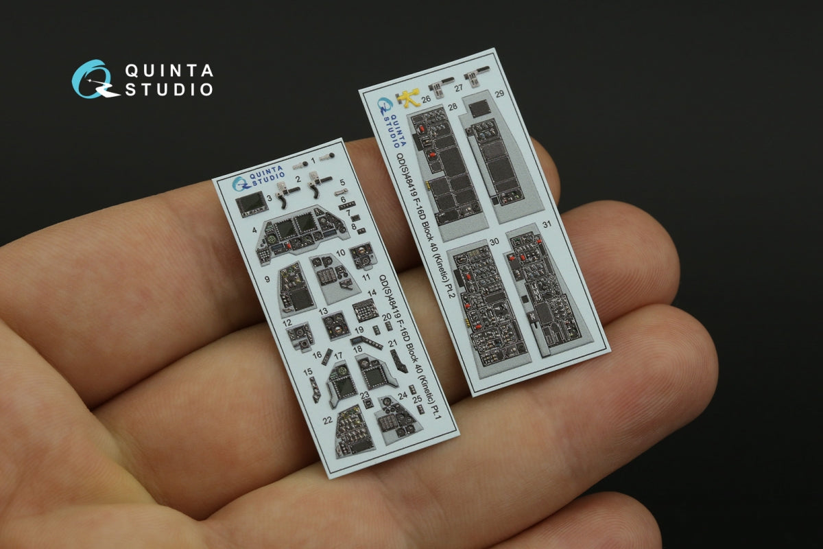 Quinta Studio QDS-48419 F-16D block 40 3D-Printed &amp;amp; coloured Interior on decal paper (Kinetic 2022 tool) (Small version) 1/48 – zdjęcie 3