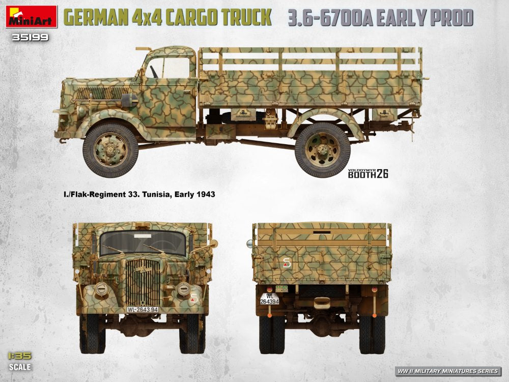 MiniArt 35199 German 3t 4x4 Cargo Truck 3.6-6700A 1/35 – zdjęcie 8