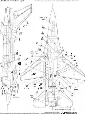 HobbyDecal ST32025V1 F-16 Stencils 3 ver 1 1/32 for Academy kit – immagine 4
