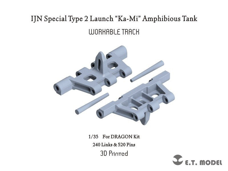 ET Model P35-026 IJN Special Type 2 Launch “Ka-Mi” Amphibious Tank Workable Track ( 3D Printed ) 1/35