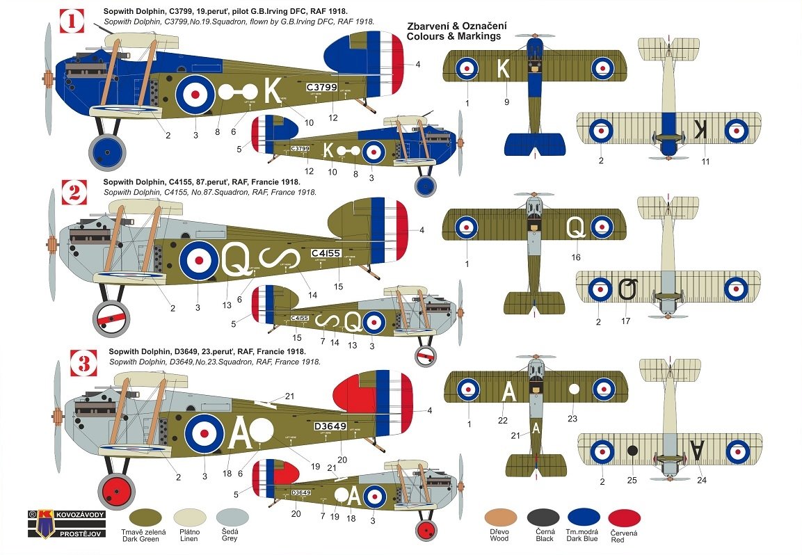 Kovozavody Prostejov KPM0273 Sopwith Dolphin „RFC“ 1/72 – zdjęcie 2