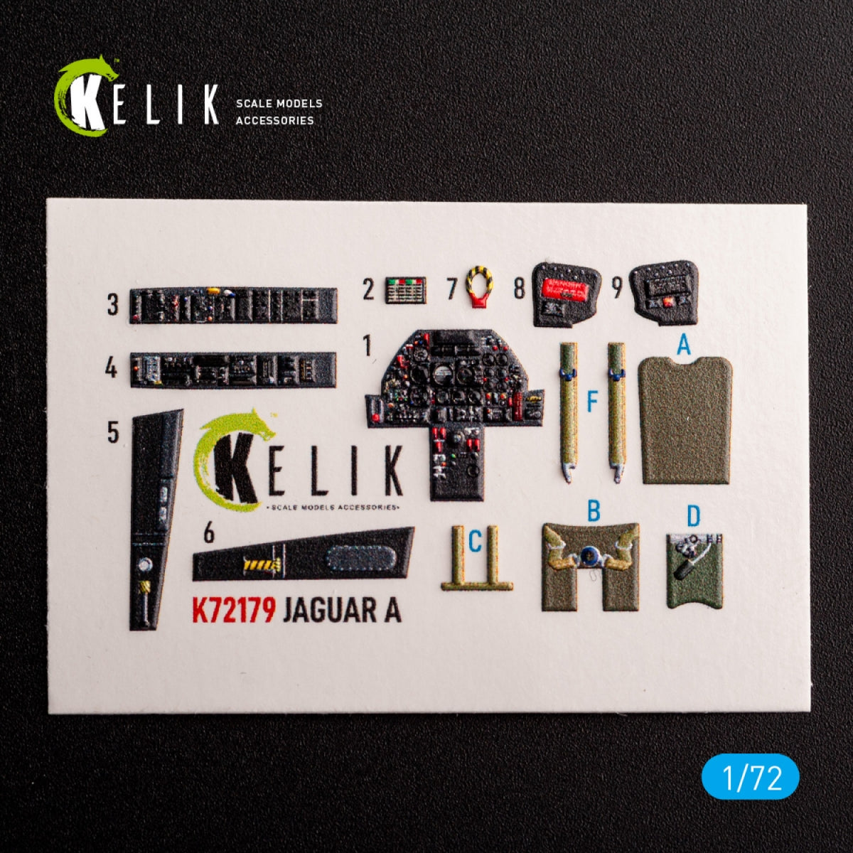 KELIK K72179 Jaguar A - interior 3D decals for HobbyBoss kit 1/72