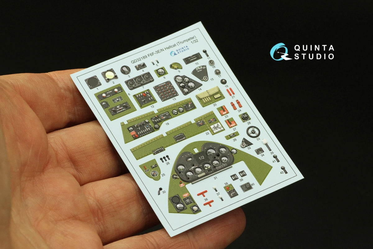Quinta Studio QD32189 F6F-3E/N Hellcat 3D-Printed colored Interior on decal paper (Trumpeter) 1/32 – image 4