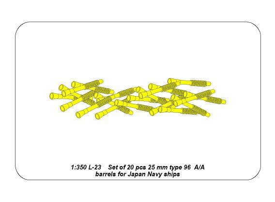 Aber 350L-23 Set of 20 pcs 25 mm type 96 A/A barrels for Japan ships 1/350 – zdjęcie 8