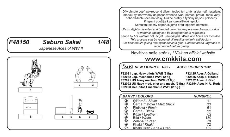 CMK F48150 Japanese Aces S. Sakai (1.fig for A6M2 Zero) 1/48 – zdjęcie 3